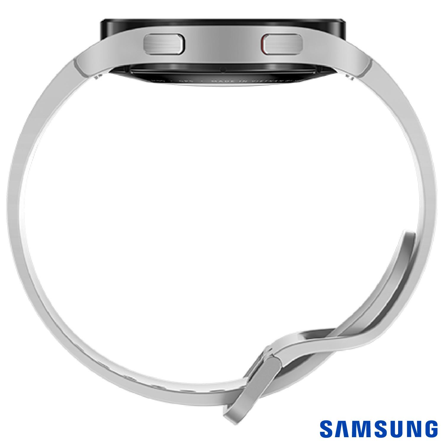 Galaxy Watch4 BT 44 mm Samsung Prata com 1,4", Pulseira de Fluorelastômero, Bluetooth e 16GB