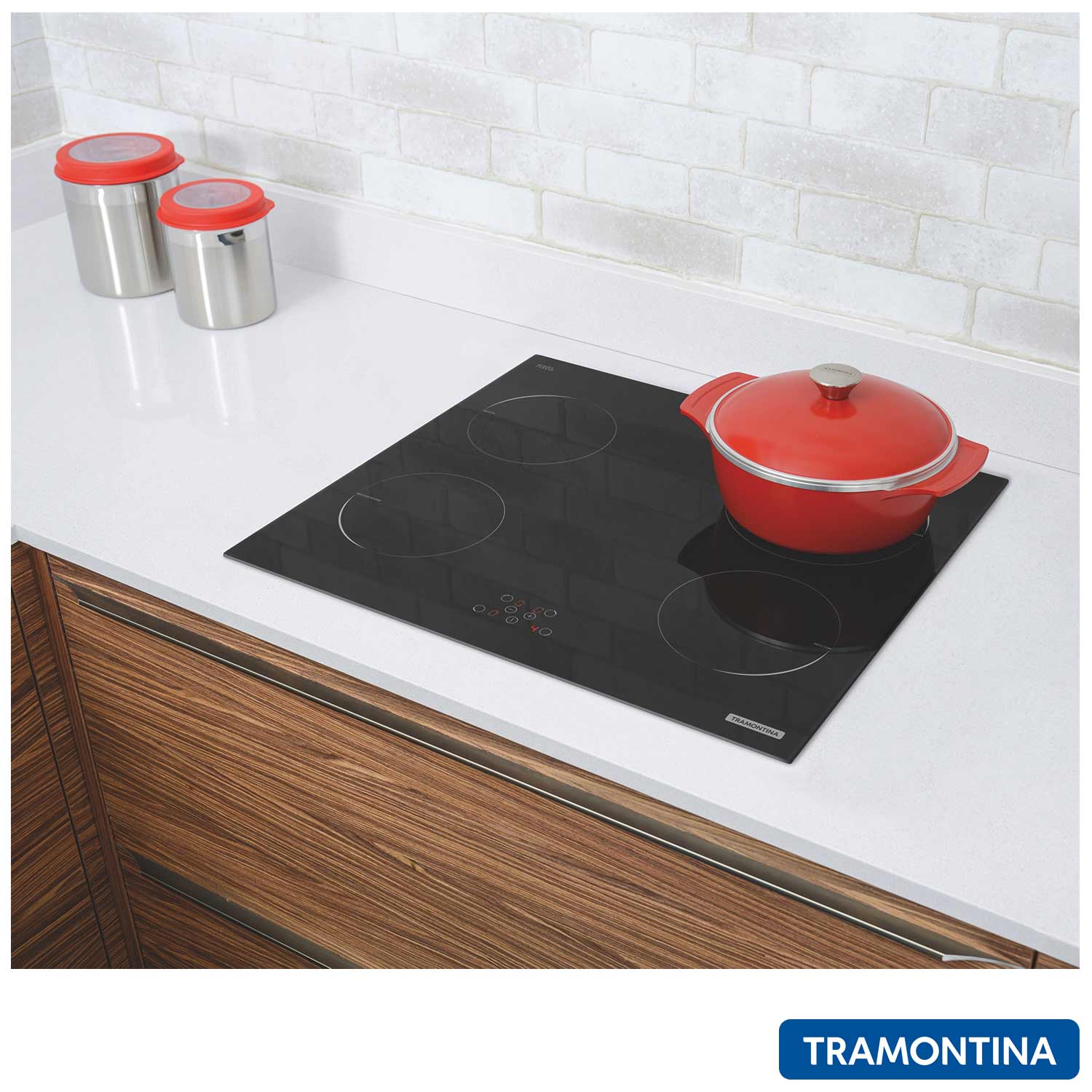 Cooktop por Indução Tramontina New Square Touch B 4EI 60 Vitrocerâmico, 04 Bocas, 09 Níveis de Potência - 94751/220