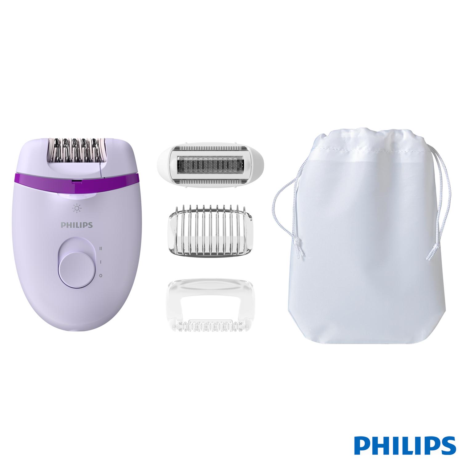 Depilador Philips Satinelle Essential para uso Seco com 02 Velocidades Roxo + 04 Acessório - BRE275/00
