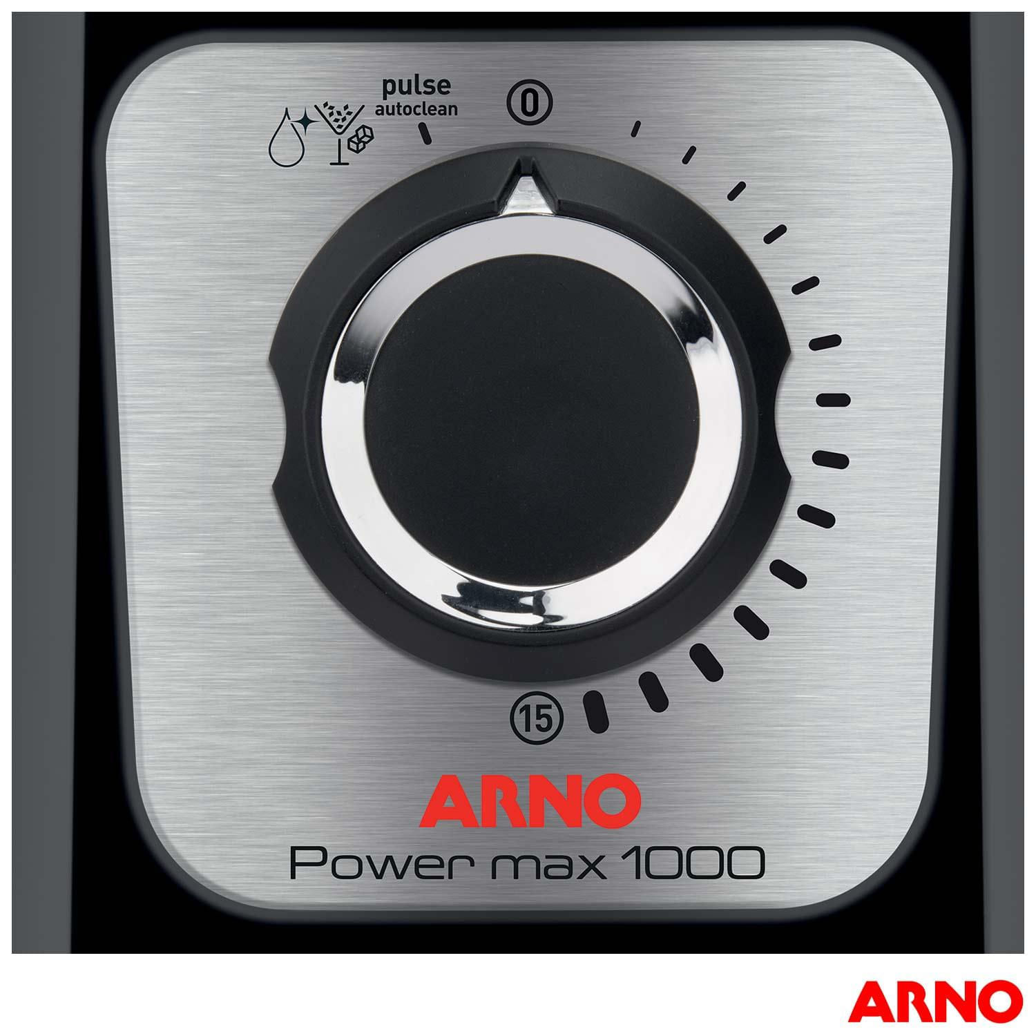 Liquidificador Arno Power Max 1000W Preto Com 6 Lâminas e Jarra de 3,1L LN55
