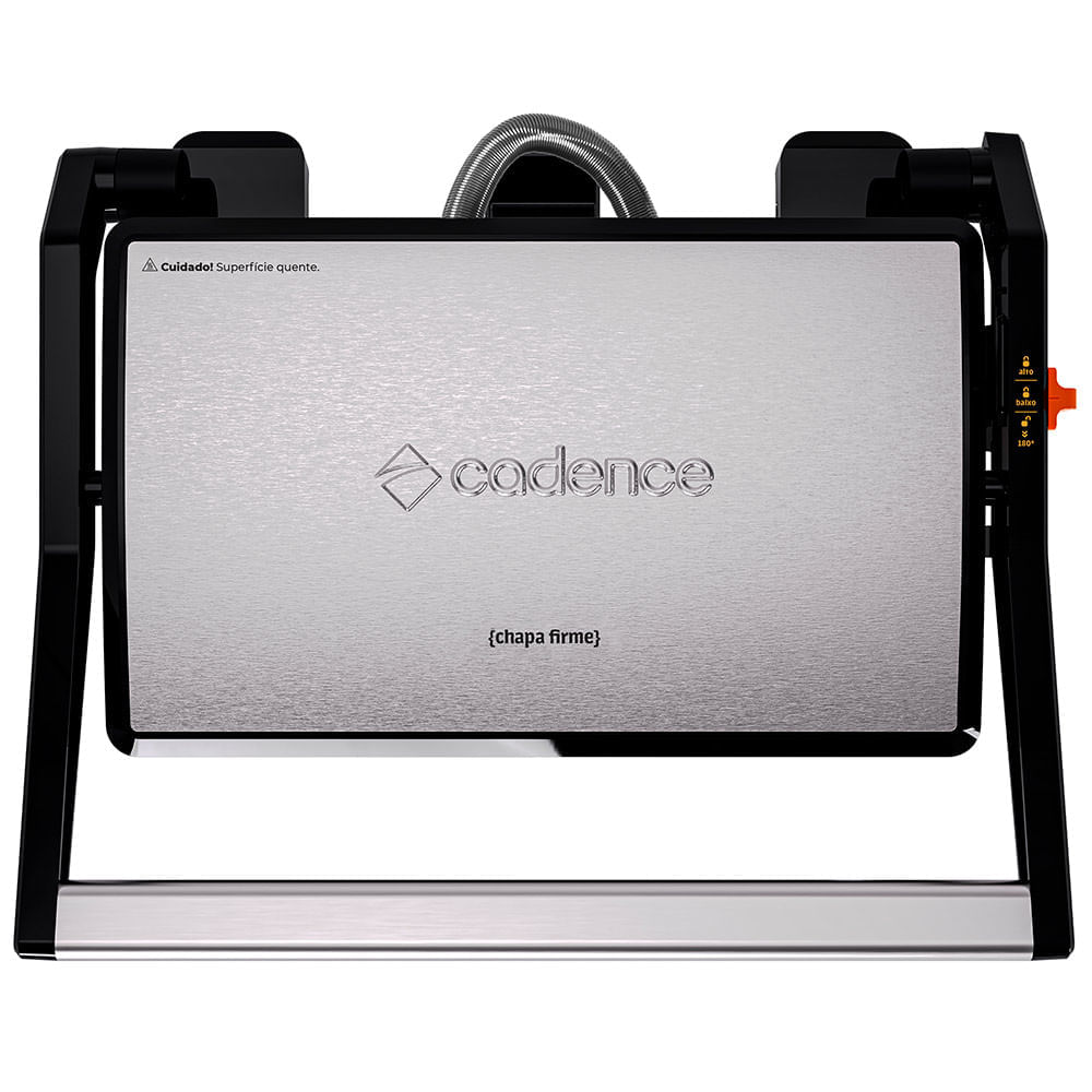 Grill Cadence Chapa Firme Inox com Preto - GRL621