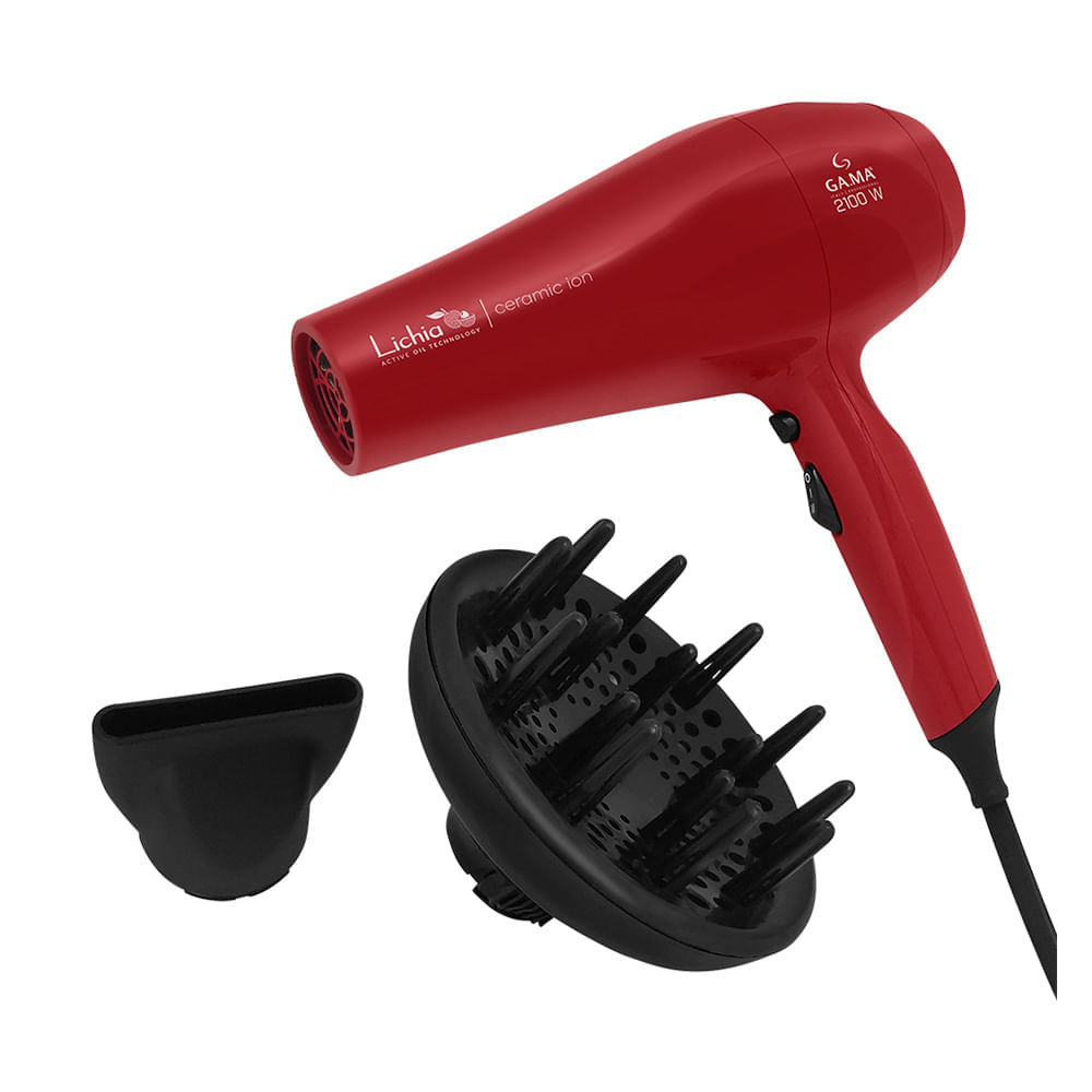 Secador de Cabelo Gama Lichia Ceramic Ion com 02 Velocidades e 2100W Vermelho - SECLICHIA