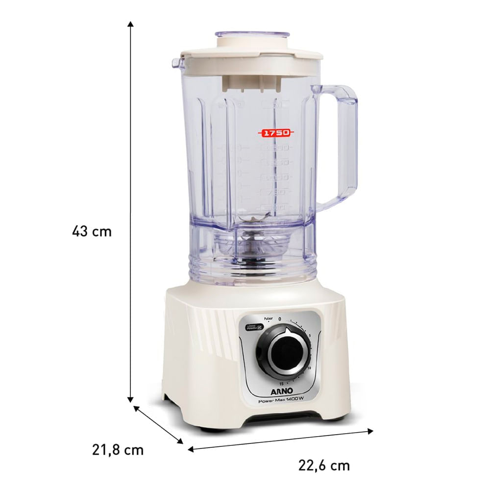 Liquidificador Arno Powermax com 15 Velocidades e Jarra com 3,1 Litros - LN64