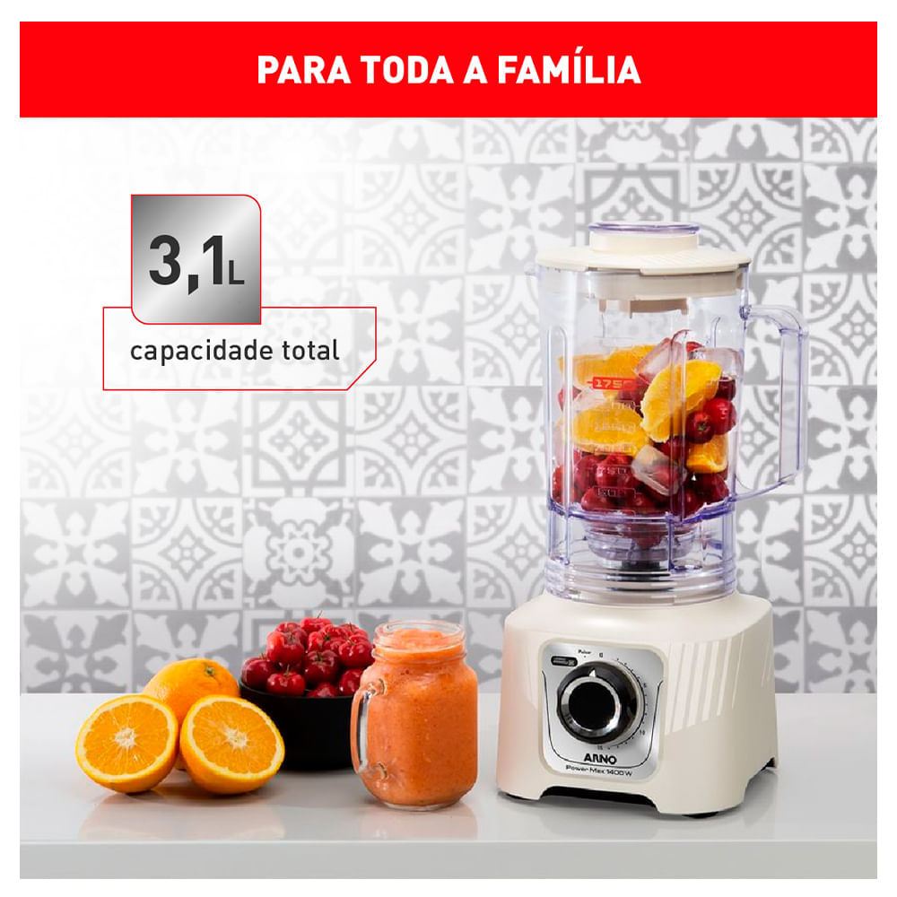 Liquidificador Arno Powermax com 15 Velocidades e Jarra com 3,1 Litros - LN64
