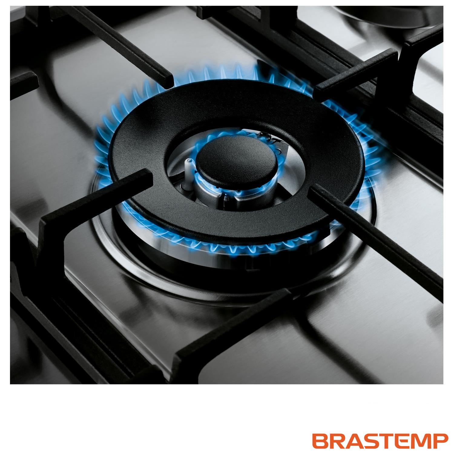 Cooktop 5 Bocas Brastemp Gourmand Inox com Duplachama e Trempe com Ferro Fundido - BDK75DR