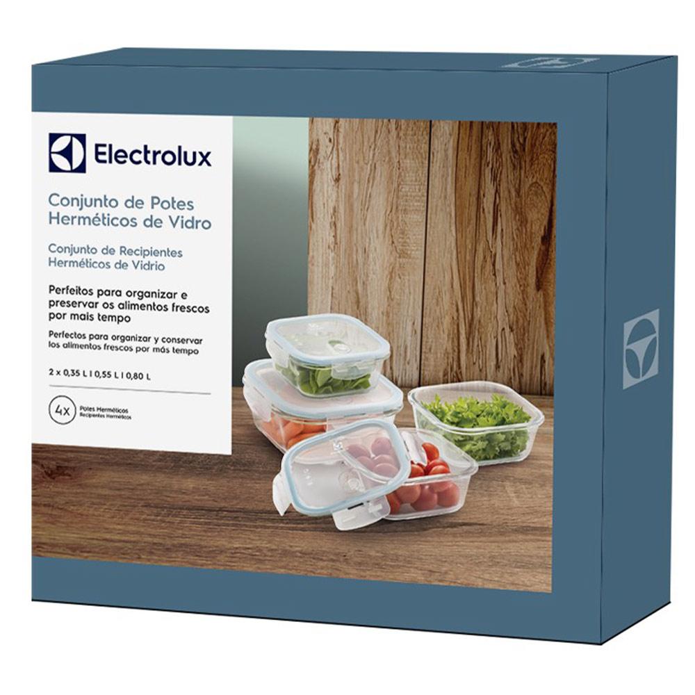 Jogo de Potes Herméticos de Vidro com 04 Peças Electrolux - 41050546
