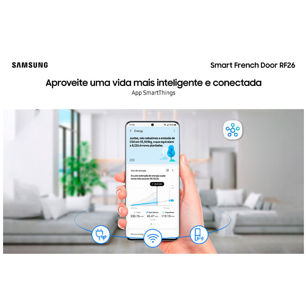 Refrigerador Smart French Door RF26 Samsung Frost Free All Around Cooling™ 550 Litros Inox Look - RF26CG7400SRAZ