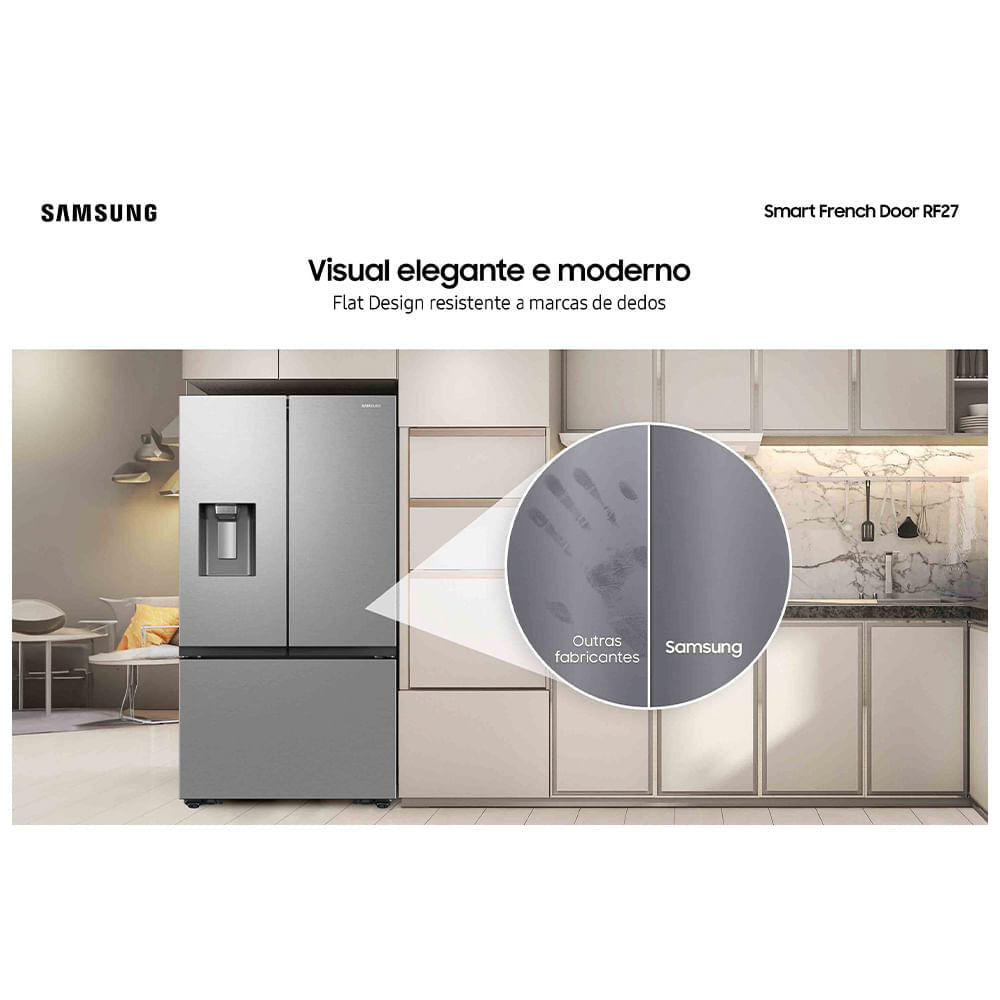 Refrigerador Smart French Door RF27 Samsung Frost Free All Around Cooling™ 576 Litros Inox Look - RF27CG5410SRAZ