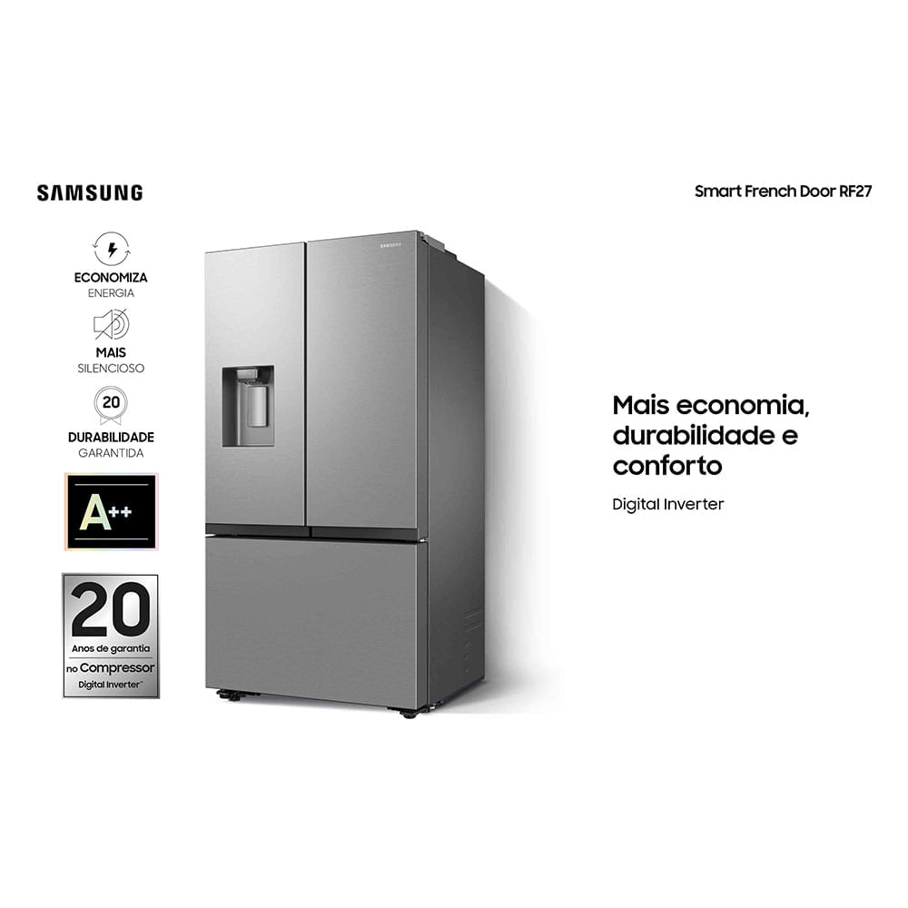 Refrigerador Smart French Door RF27 Samsung Frost Free All Around Cooling™ 576 Litros Inox Look - RF27CG5410SRAZ